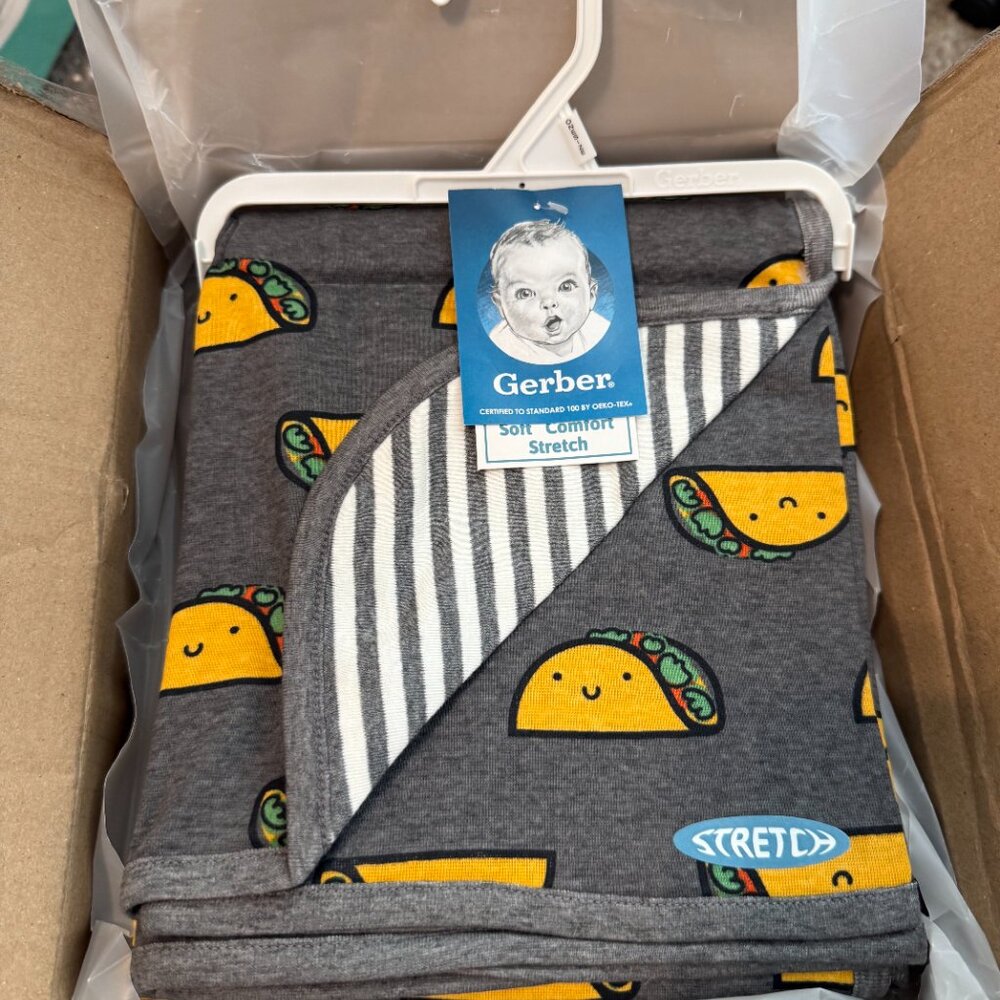 Taco Baby Blanket Reversible Gender Neutral Comfy Stretch Reversible
